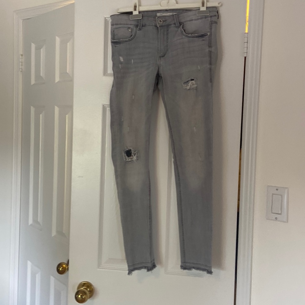 zara grey distressed jeans